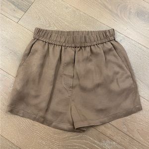 & Other Stories Brown Linen High Waisted Shorts with Pockets - Sz 4